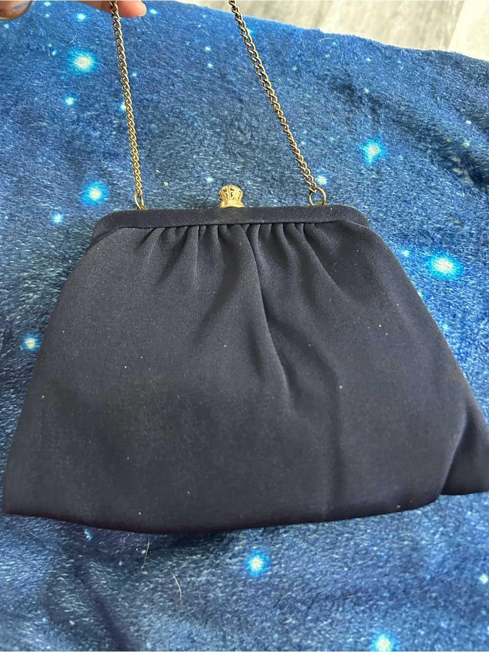 Classic Blue 1950 Evening Chain Clutch - Elegant Women’s Bag